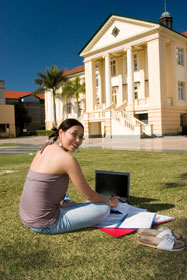 Woman Studying Outside.
